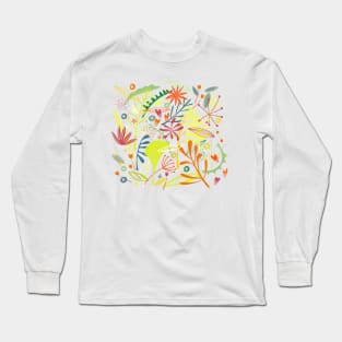 Tropical Leaves and Flowers Art Long Sleeve T-Shirt